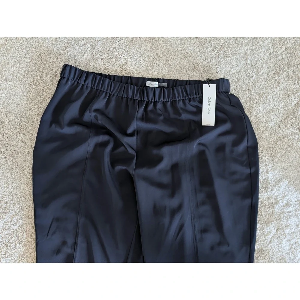Calvin Klein Womens 2XP Navy Blue Pull On Elastic Waist Tapered Pants Work - Picture 3 of 9